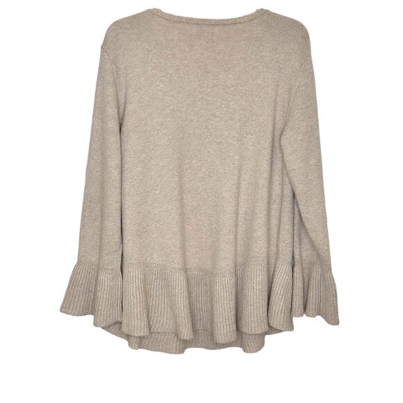 Style & Co. Beige Ribbed Ruffle Hem and Cuffs Pullover Tunic Sweater - Picture 7 of 10